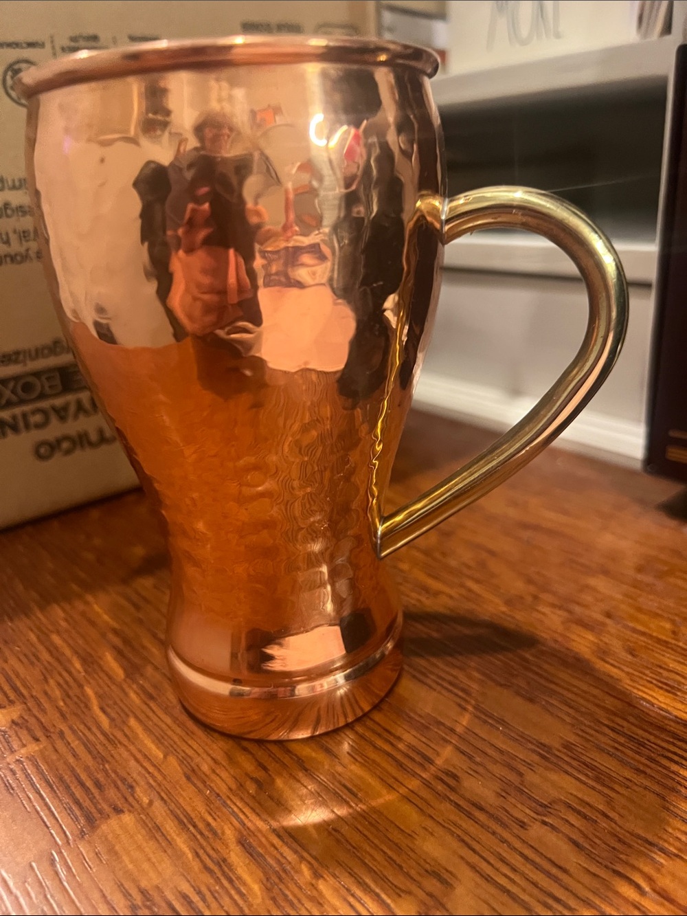 Hammered Copper-Color Mug with Gold-Tone Handle